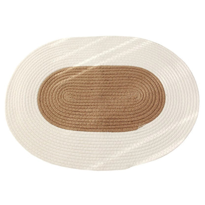 Bohemian Braided Hemp Oval Area Rug for Living Room & Bedroom Decor