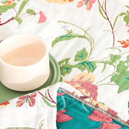 Botanischer Blauvogel Wendbare Baumwolldecke