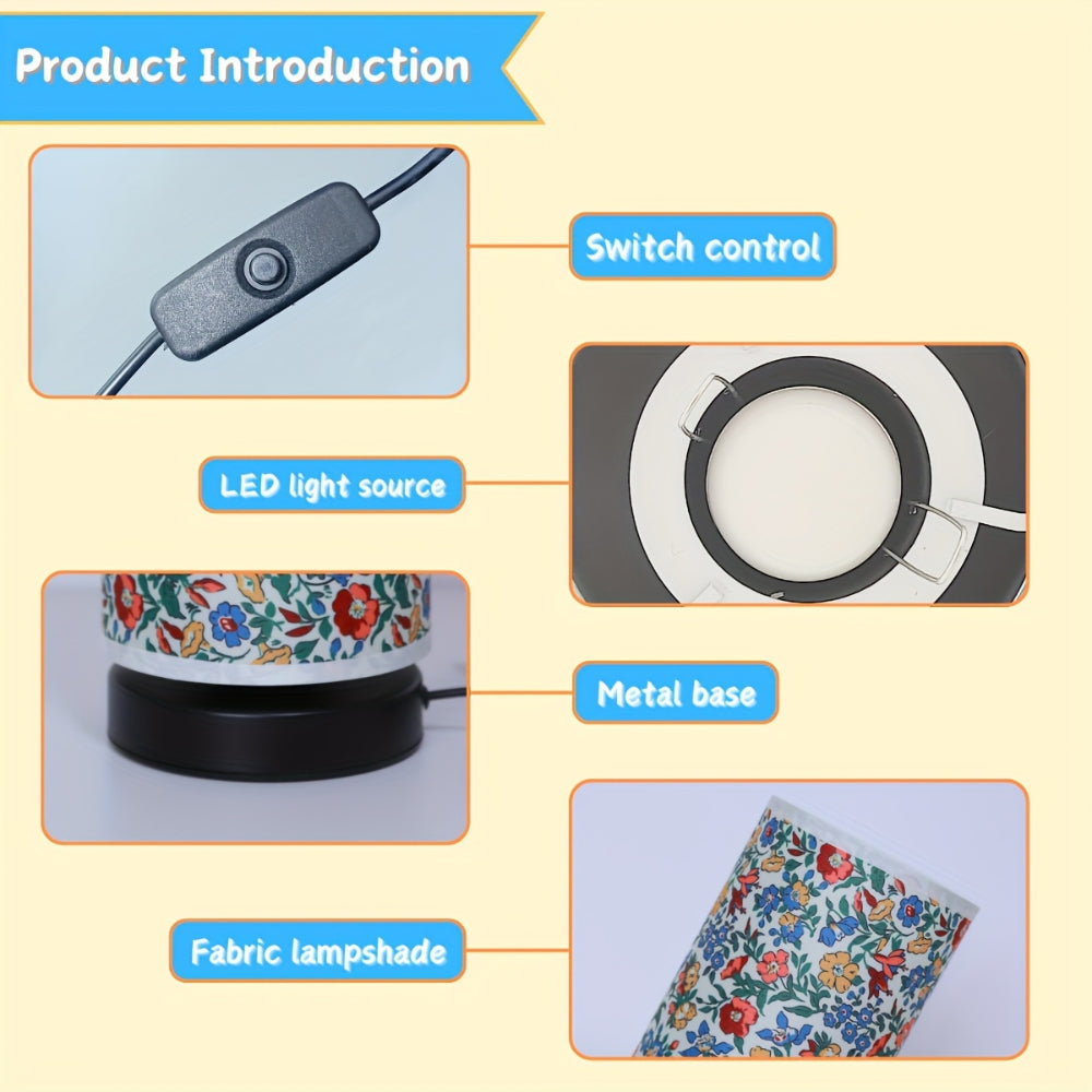 Lampe de table en tissu à motif floral - Design botanique pour la décoration intérieure