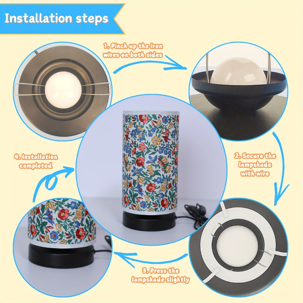 Lampe de table en tissu à motif floral - Design botanique pour la décoration intérieure