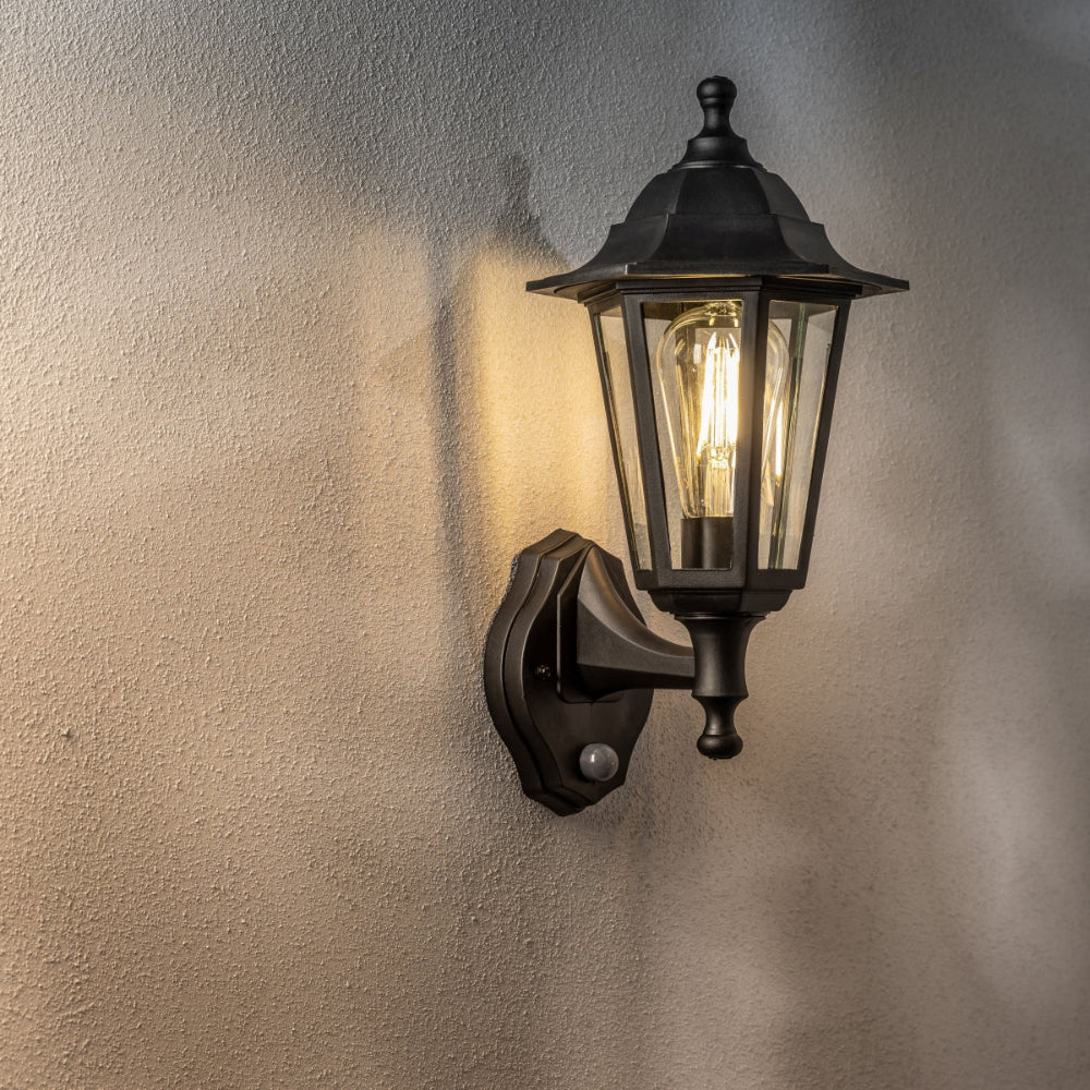 Applique murale extérieure avec détecteur de mouvement - Finition noire résistante