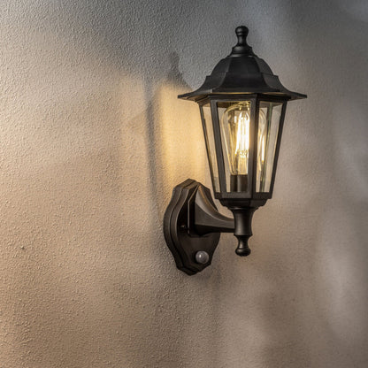 Applique murale extérieure avec détecteur de mouvement - Finition noire résistante