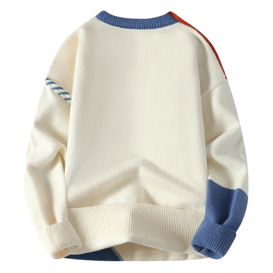 Hommes Kabelstrick-Patchwork-Pullover | Texturiertes Design et entspannter Schnitt