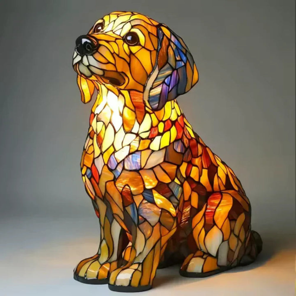 Lampe de lit élégante Tiffany Glazen pour Honden - Kleurrijke Huisdier Nightlamp
