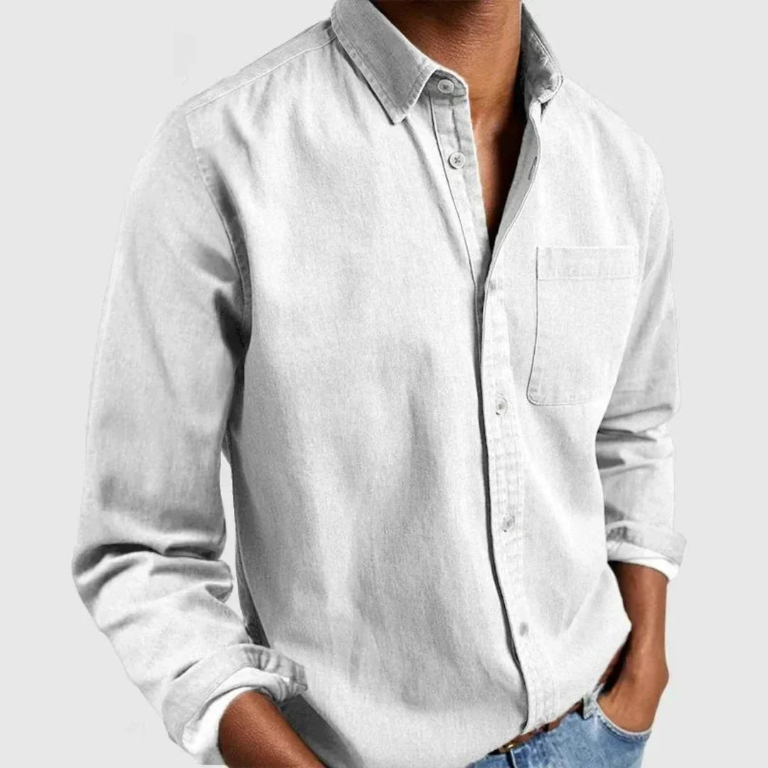 Button-Up Hemd | Langarm | Mit Kragen | Jeanshemd | Herrenhemd