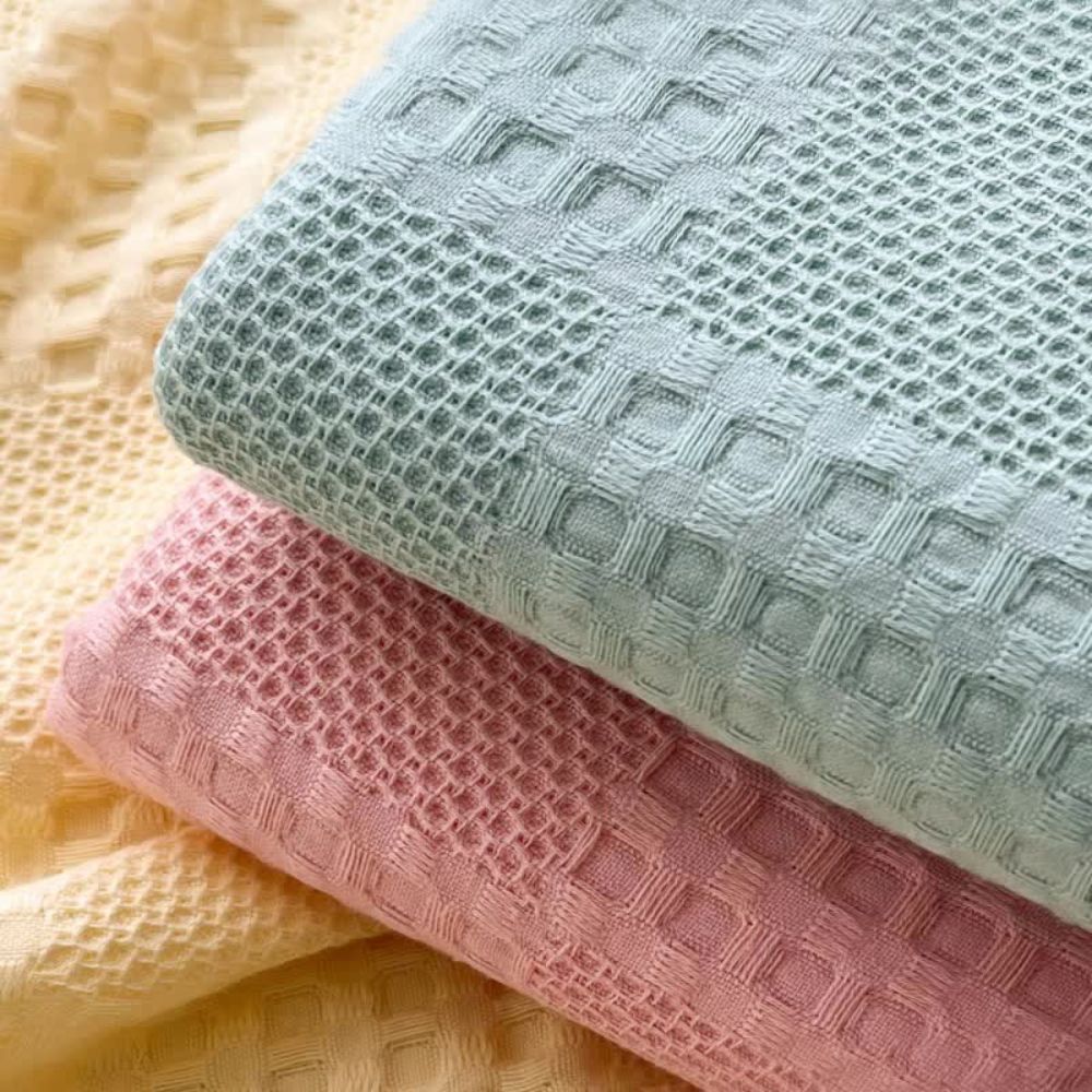 Cozy Blush Waffle Checkered Throw Blanket for Home Decor