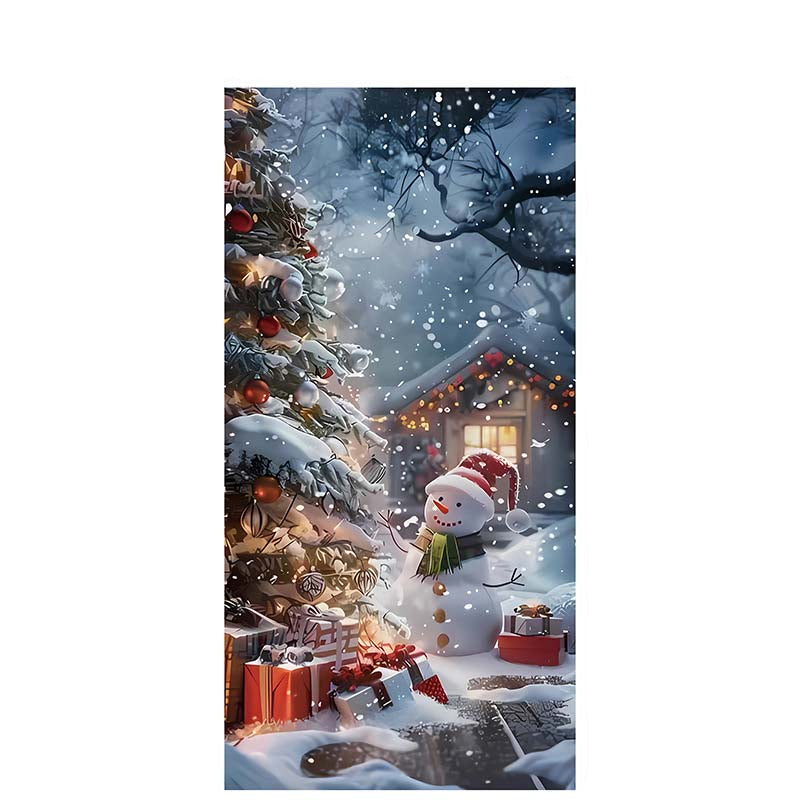 Christmas Door Decoration Panel – Festive Santa & Snowman Banner 90x180cm