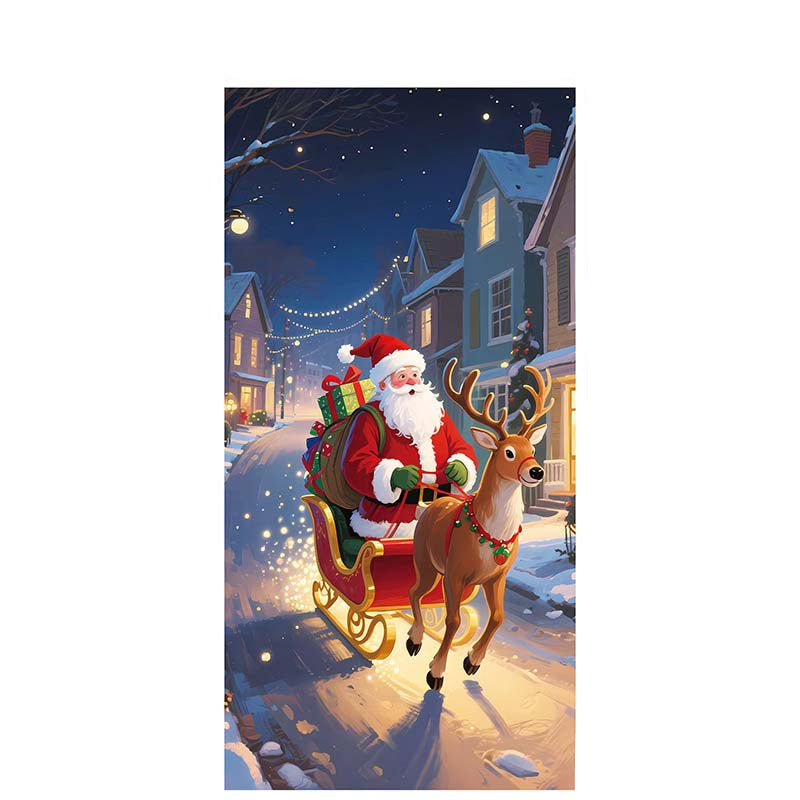 Christmas Door Decoration Panel – Festive Santa & Snowman Banner 90x180cm