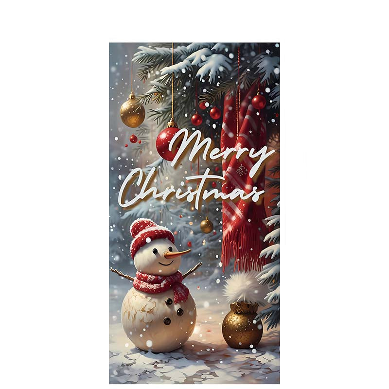 Christmas Door Decoration Panel – Festive Santa & Snowman Banner 90x180cm