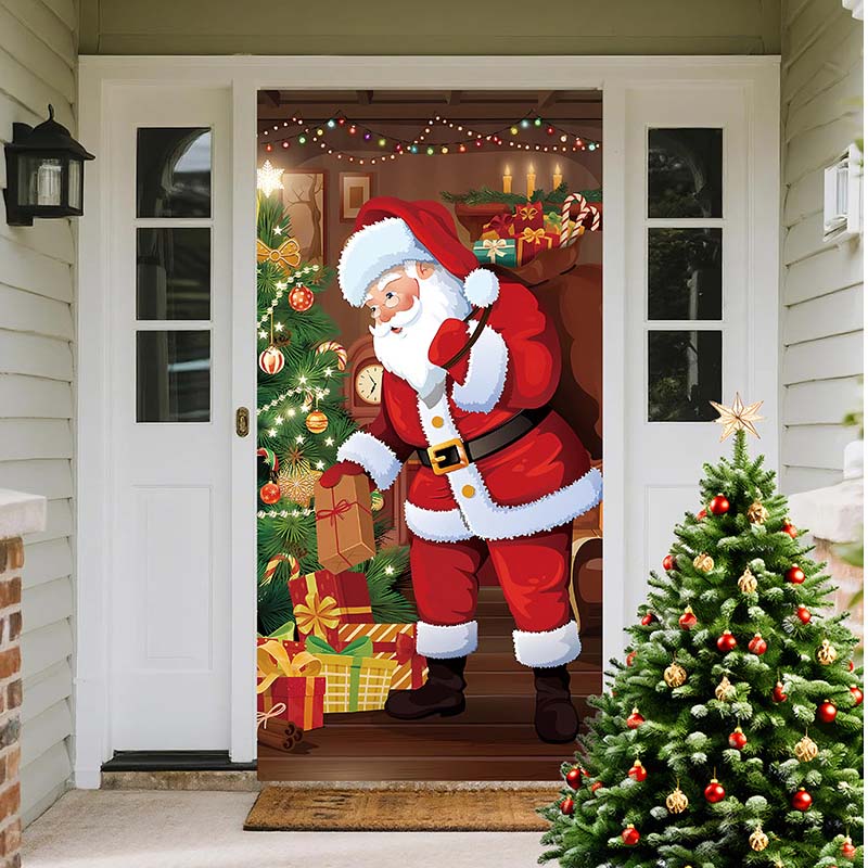 Christmas Door Decoration Panel – Festive Santa & Snowman Banner 90x180cm