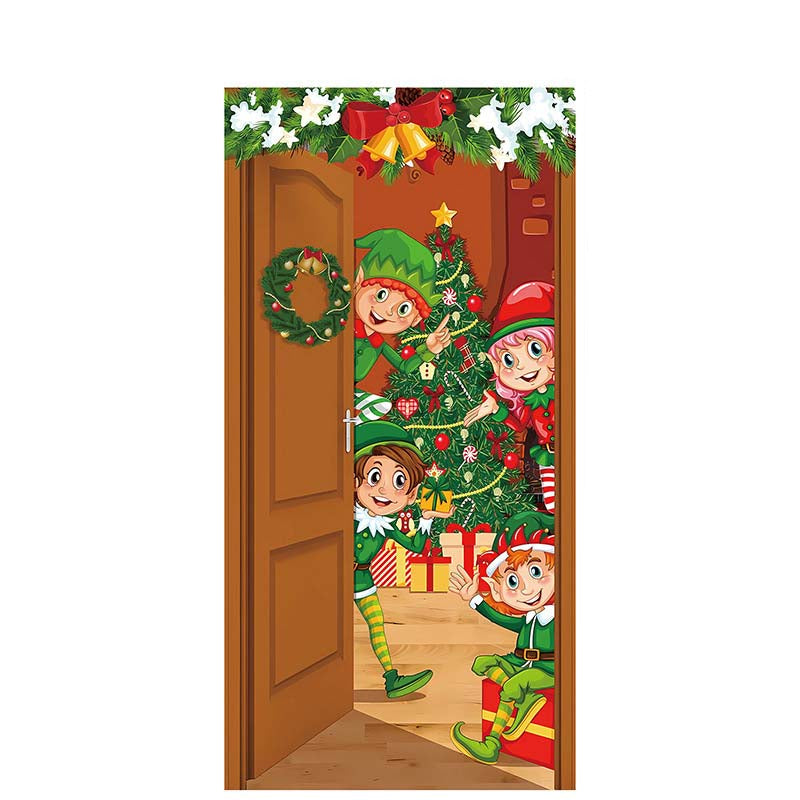 Christmas Door Decoration Panel – Festive Santa & Snowman Banner 90x180cm