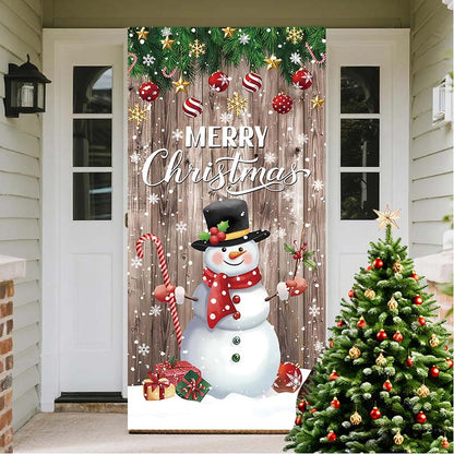 Christmas Door Decoration Panel – Festive Santa & Snowman Banner 90x180cm