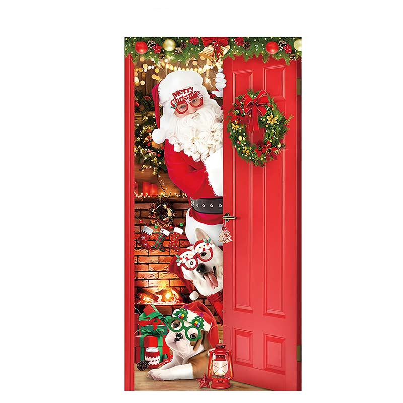 Christmas Door Decoration Panel – Festive Santa & Snowman Banner 90x180cm