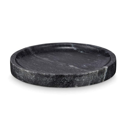 Plateau de rangement rond en marbre noir pour bagues et boucles d'oreilles