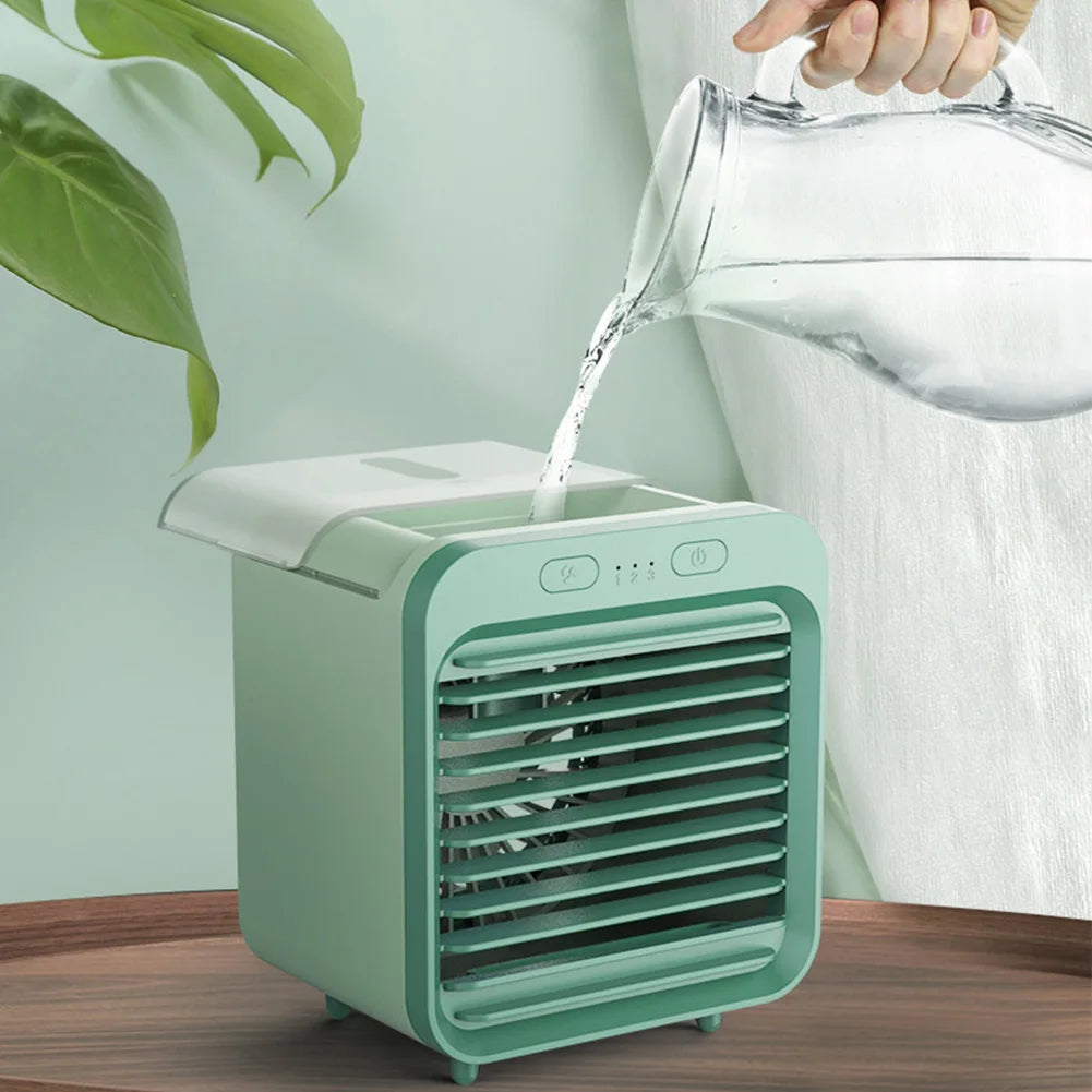 Mini climatiseur portable | Ventilateur USB 3 vitesses avec humidificateur