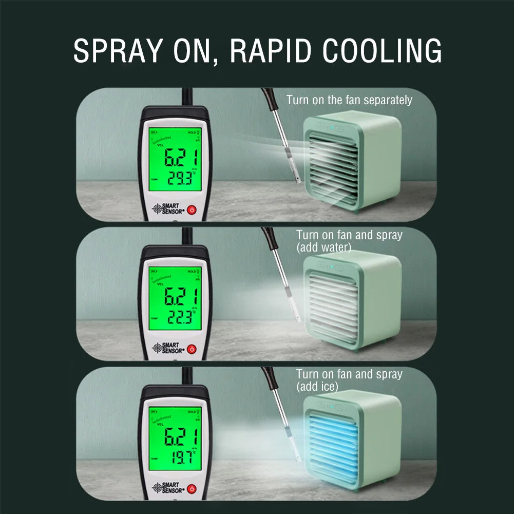 Mini climatiseur portable | Ventilateur USB 3 vitesses avec humidificateur