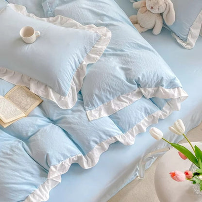 4-Piece Cottage Ruffle Cotton Bedding Set - Soft, Cozy Bed Linens