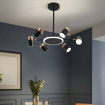 Plafonnier moderne noir et or avec lampes LED pour décoration de maison de style