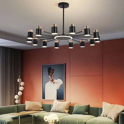 Plafonnier moderne noir et or avec ampoules LED pour une décoration intérieure élégante