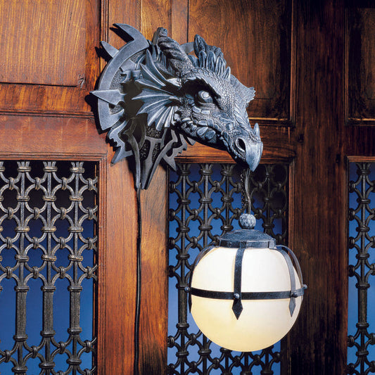 Applique murale tête de dragon - Éclairage décoratif médiéval fantastique pour la maison