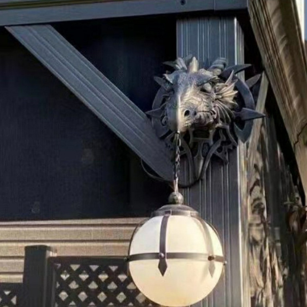 Applique murale tête de dragon - Éclairage décoratif médiéval fantastique pour la maison