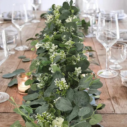Artificial Eucalyptus Garland Set – Realistic Green Table Decor for Weddings & Home