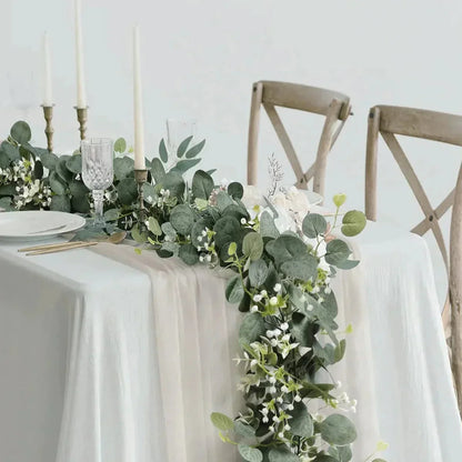 Artificial Eucalyptus Garland Set – Realistic Green Table Decor for Weddings & Home