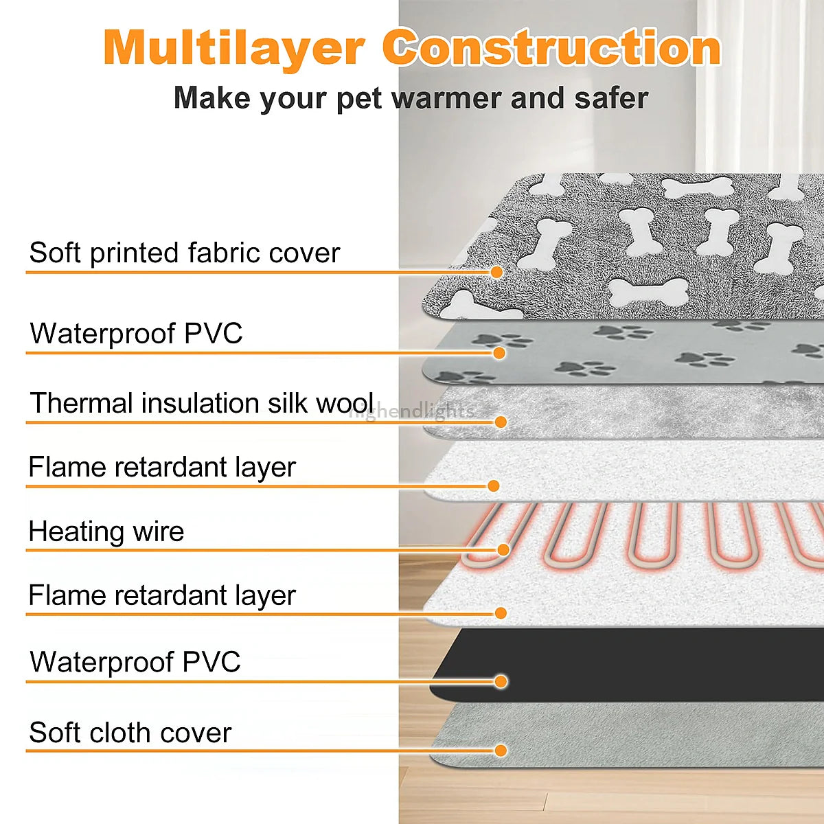 Tapis chauffant extra large et imperméable pour chien - Chauffe-animaux électrique