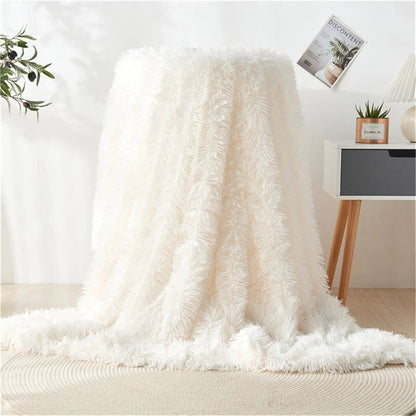 Cozy Fuzzy Faux Fur Throw Blanket for Home Decor & Warmth