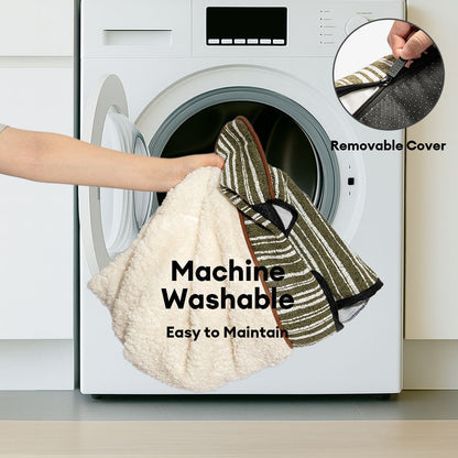 Canapé-lit orthopédique en peluche pour chien et chat avec coussins - Motif à rayures chaudes