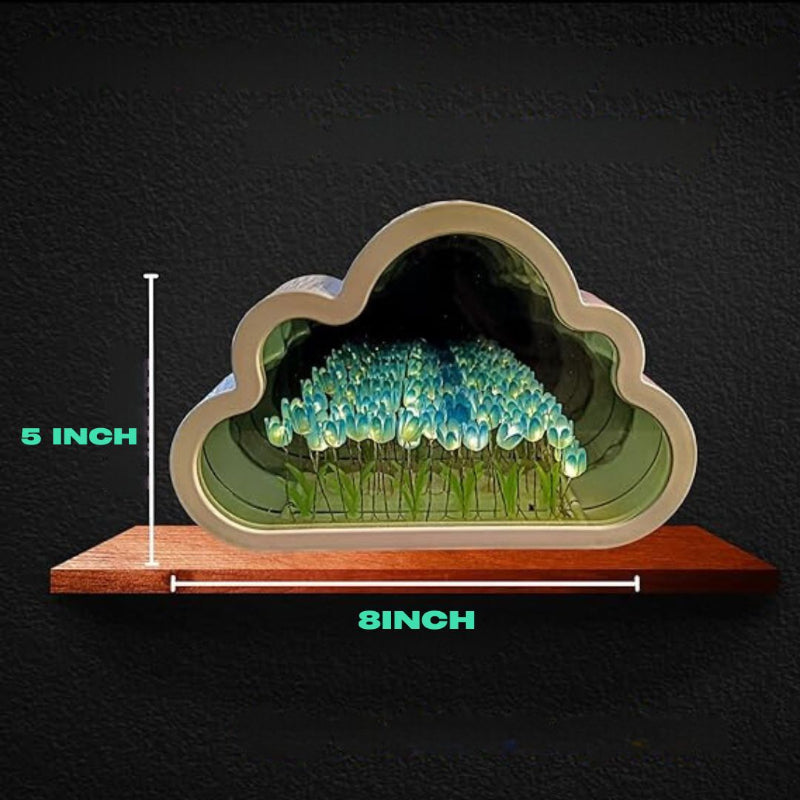Cloud Tulip Design LED Infinity Mirror Table Lamp - Modern Floral Decor
