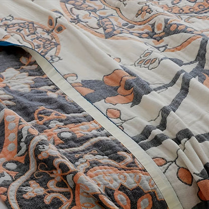 Cozy Floral Cotton Throw Blanket for Home Decor and Comfort