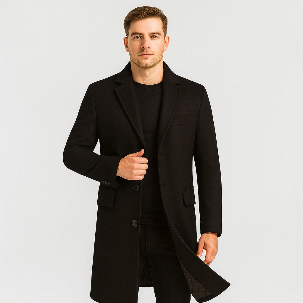 Wollmantel | Mittellang | Einreiher | Wintertrenchcoat | Herren Winterjacke