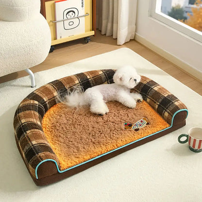 Washable Orthopedic U-Shaped Faux Lambswool Pet Bed for Dogs & Cats