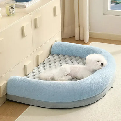 Washable Orthopedic U-Shaped Faux Lambswool Pet Bed for Dogs & Cats