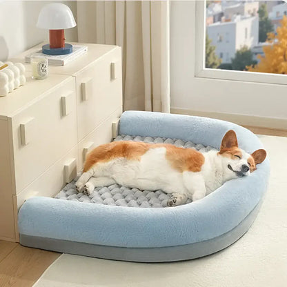 Washable Orthopedic U-Shaped Faux Lambswool Pet Bed for Dogs & Cats