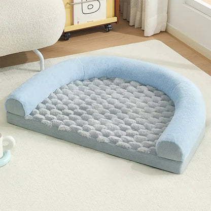 Washable Orthopedic U-Shaped Faux Lambswool Pet Bed for Dogs & Cats