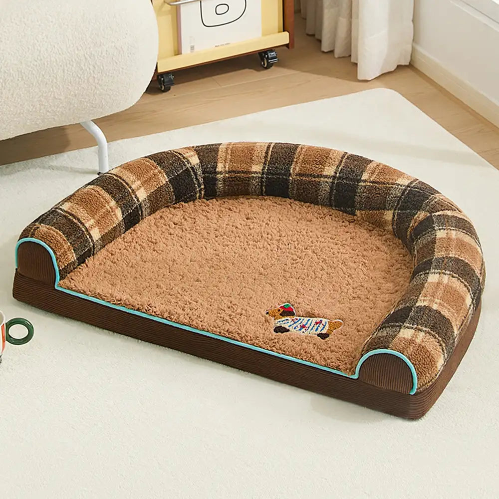 Washable Orthopedic U-Shaped Faux Lambswool Pet Bed for Dogs & Cats
