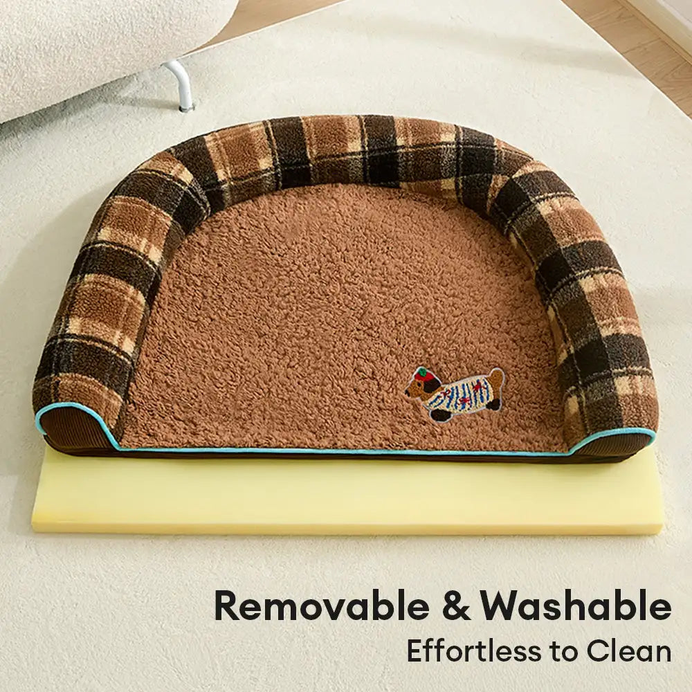 Washable Orthopedic U-Shaped Faux Lambswool Pet Bed for Dogs & Cats