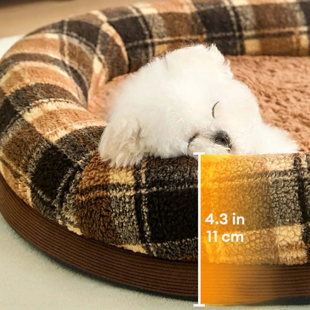 Washable Orthopedic U-Shaped Faux Lambswool Pet Bed for Dogs & Cats