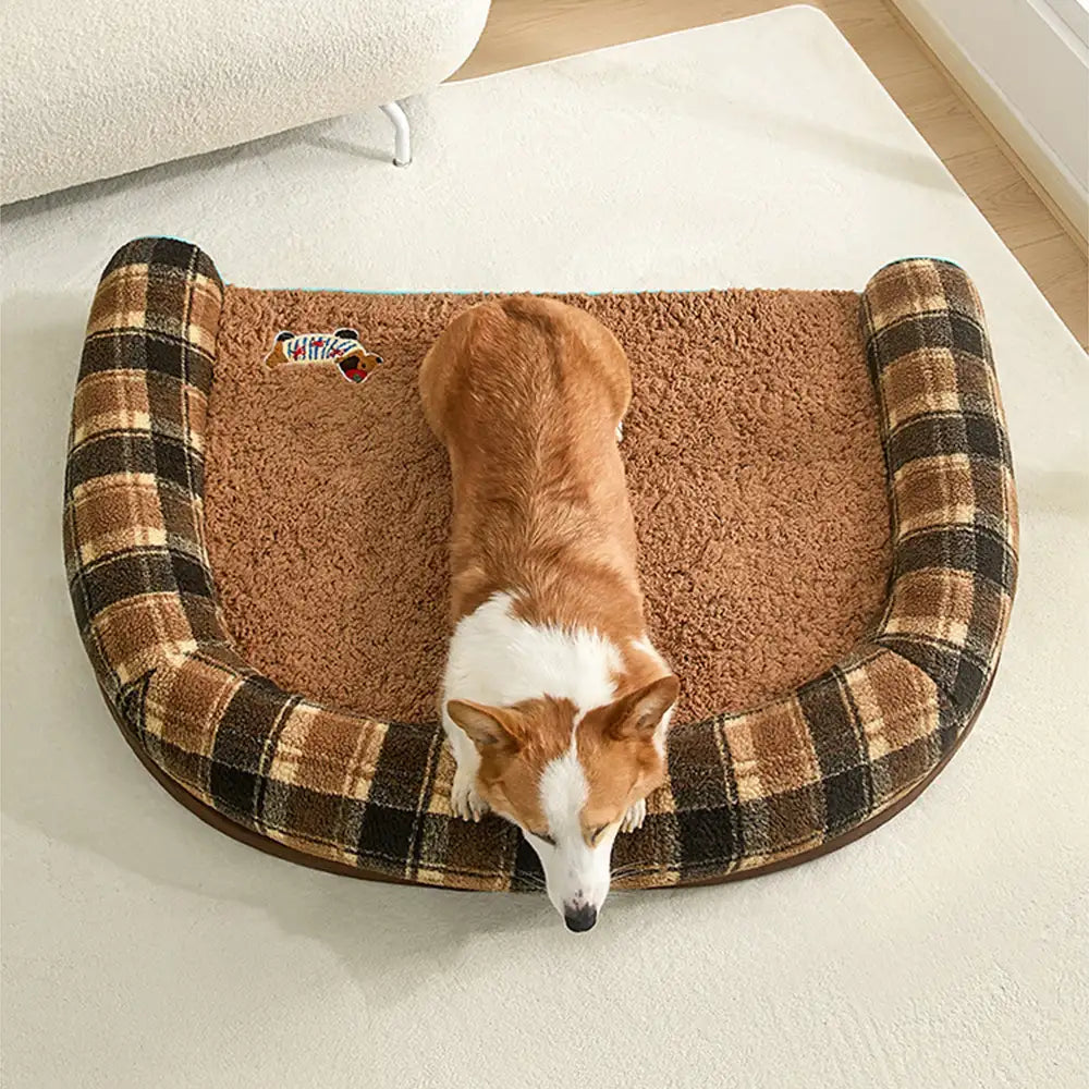 Washable Orthopedic U-Shaped Faux Lambswool Pet Bed for Dogs & Cats