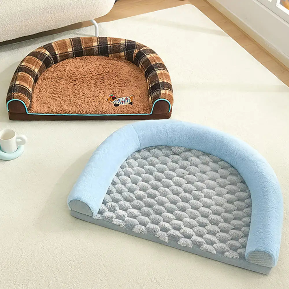 Washable Orthopedic U-Shaped Faux Lambswool Pet Bed for Dogs & Cats