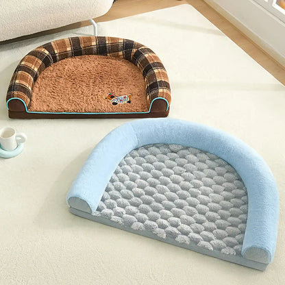 Washable Orthopedic U-Shaped Faux Lambswool Pet Bed for Dogs & Cats