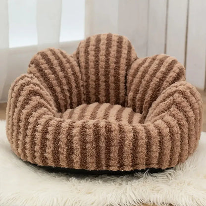 Striped Plush Pet Sofa Bed - Cozy Pet Bed for Dogs and Cats