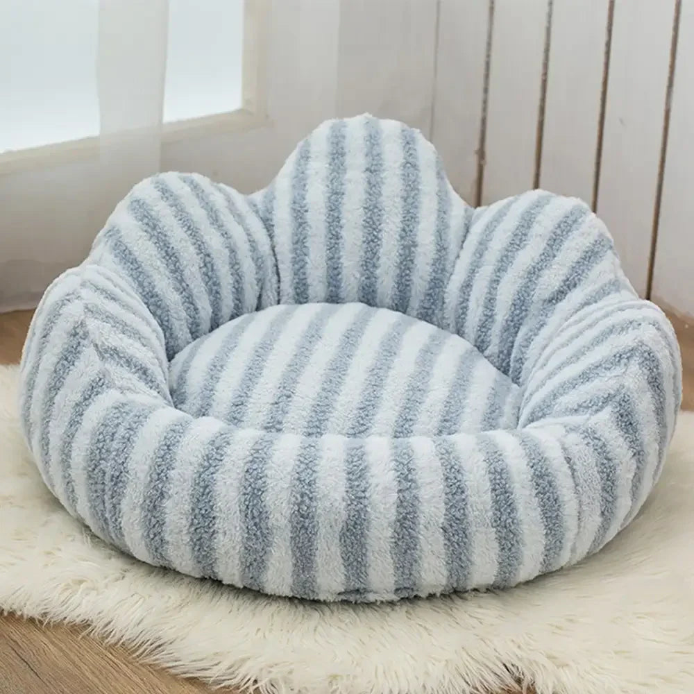 Striped Plush Pet Sofa Bed - Cozy Pet Bed for Dogs and Cats