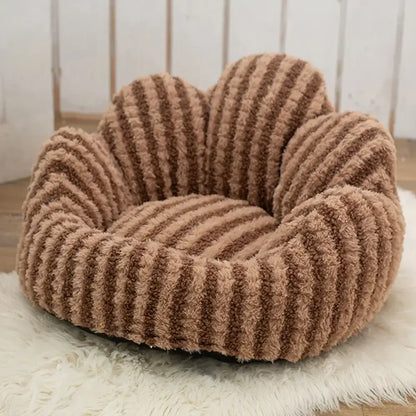 Striped Plush Pet Sofa Bed - Cozy Pet Bed for Dogs and Cats