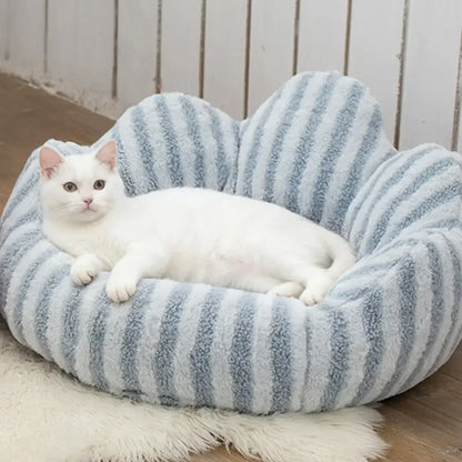 Striped Plush Pet Sofa Bed - Cozy Pet Bed for Dogs and Cats