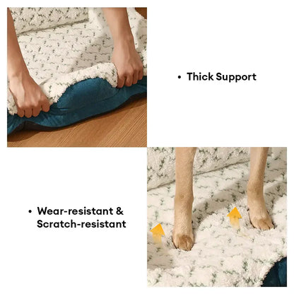 Lit de luxe en jacquard avec soutien de la nuque pour animaux de compagnie - Lit en peluche douce pour chiens et chats