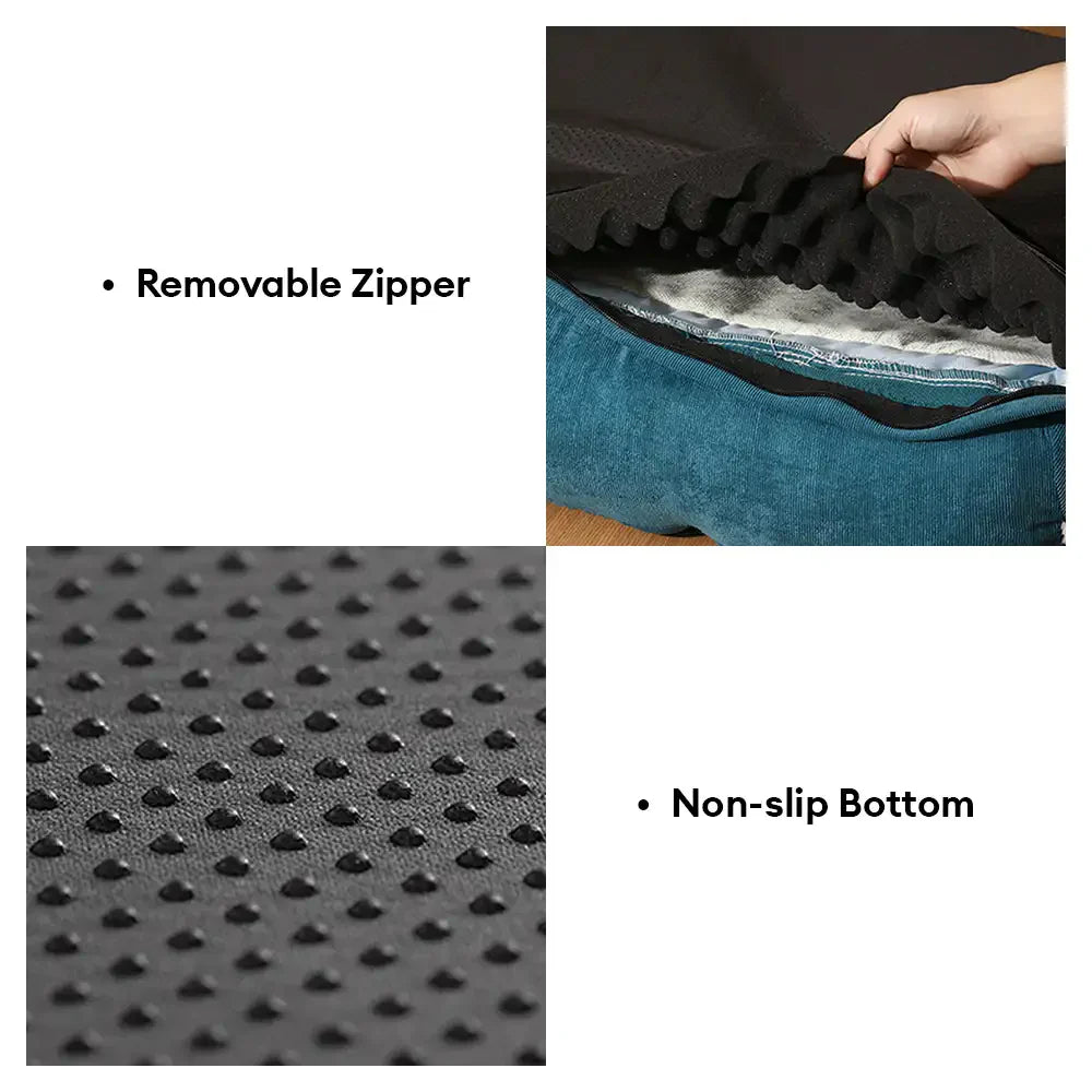 Lit de luxe en jacquard avec soutien de la nuque pour animaux de compagnie - Lit en peluche douce pour chiens et chats