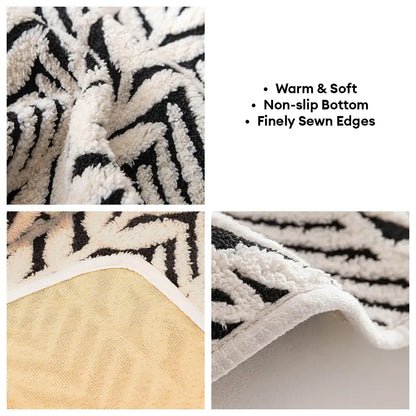 Tapis de couchage antidérapant en peluche jacquard à feuilles pour chiens et chats